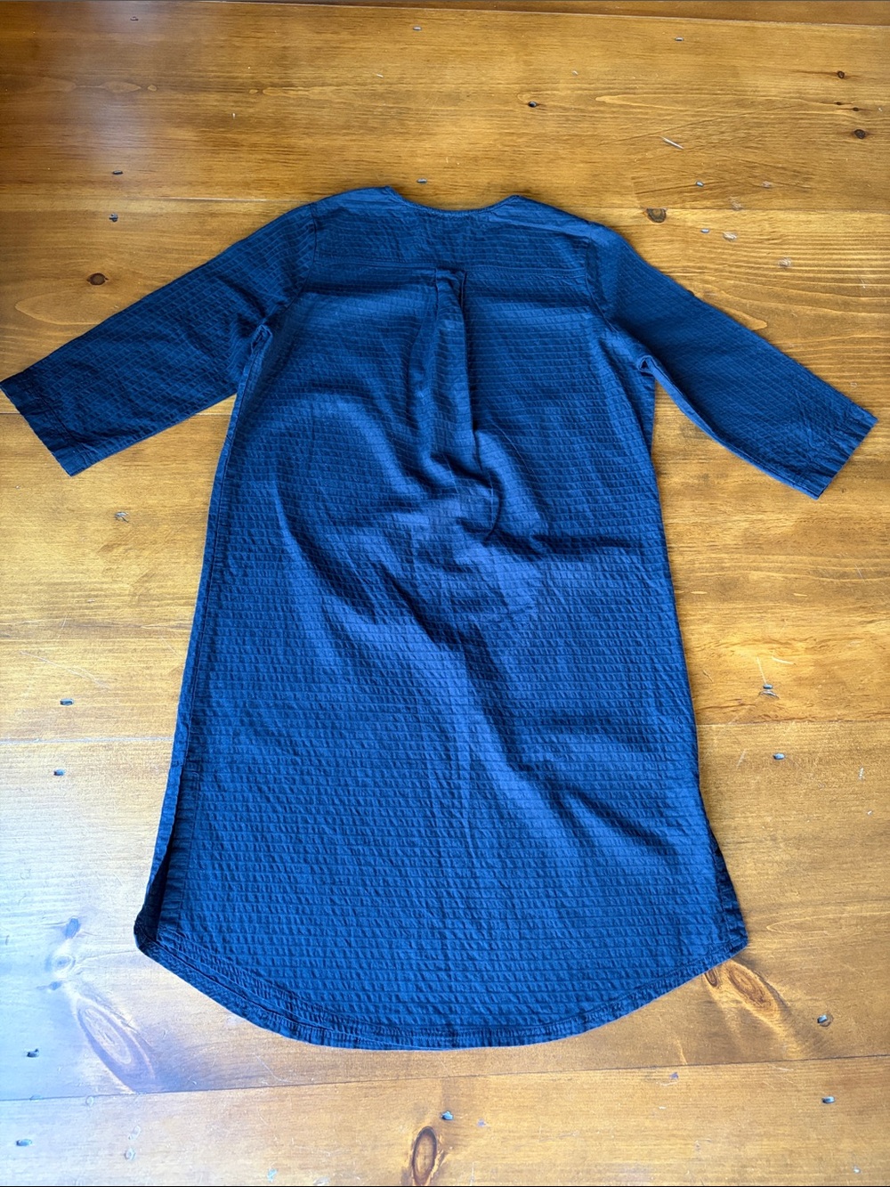 The Vermont Country Store Textured Cotton 3/4 Sleeve Dress Black Sz M - Picture 11 of 12